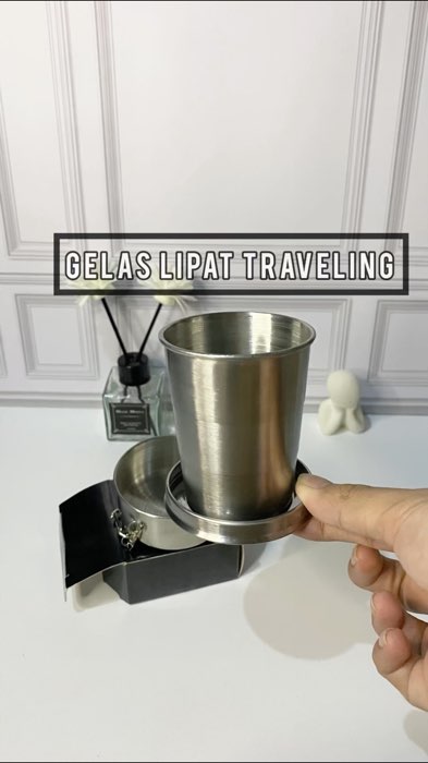 Gelas lipat stainless traveling 🤩👍🏻 #gelaslipat #gelaslipatstainless #gelastraveling #gelaslipattravel