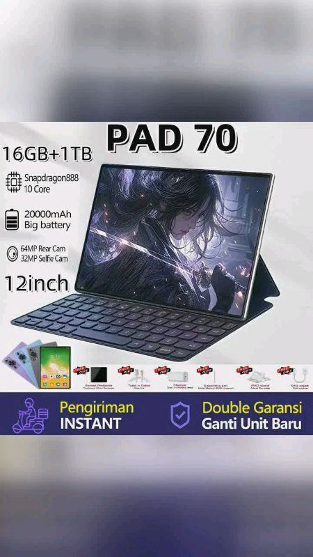 2025 Tablet android 13 Baru Pad 70 Pro Tab 12inch 16GB+1T Tablet Anak Android Murah