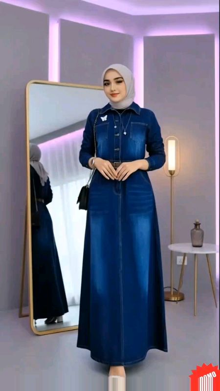 Gamis jeans terbaru.#GratisOngkirRP0 #ShopeeCOD #PromoNonStop #ViralDiShopeeVidio