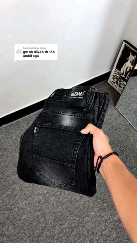 Celana Jeans Pria Panjang Slimfit Hitam Whisker Denim Skinny Pensil Stretch 28-38#shopemurahbanget😘😘 #ShopeeVideoCreator #ShopeeCOD