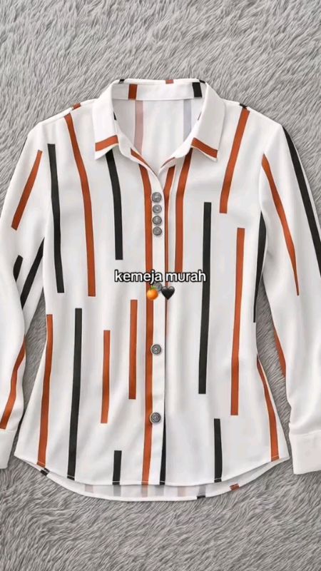 KEMEJA BLUS  Wanita Motif Garis stripe lengan panjang  Beest seller#ShopeeCantikHaul #shopeefeed #ShopeeFashionHaul👍🏻 #ShopeeCOD #SpillRacunShoopee