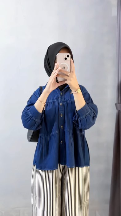 Blouse jeans🖤 #blousejeans #blousewanita #OOTDFashionShopee #ShopeeFashionHaul #RacunShopee