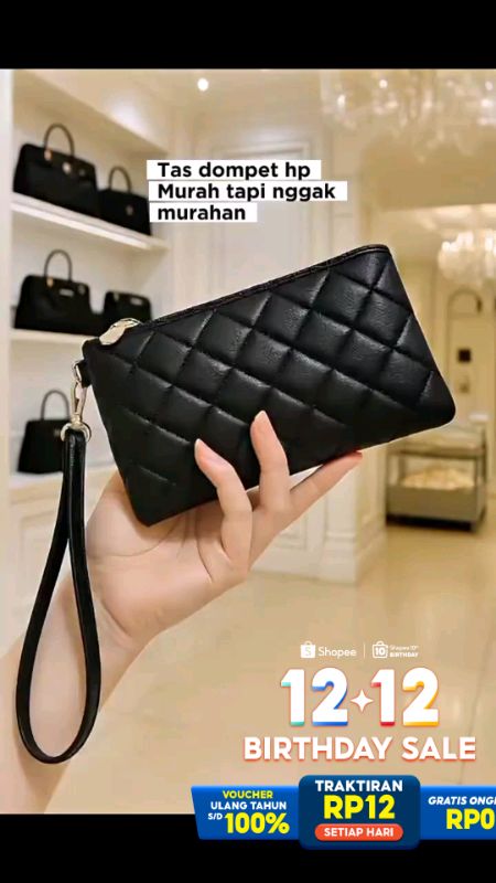 Dompet HP dan Uang Bordir Tas Tangan Wanita Terbaru Wristlet Gaya Korea Stylish #RacunShopee #RacunShopeeCheck #RacunShopeeCantik #dompet