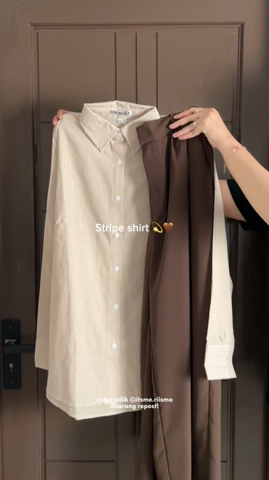 #kemejaoversize #kemejastripe #OOTDFashionShopee