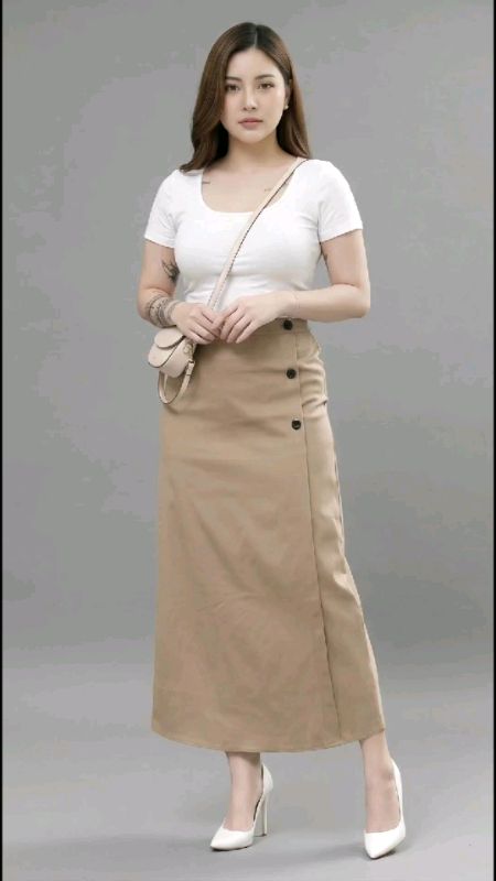 botton long skirt rok panjang wanita #ShopeeLook #ShopeeFashionHaul #OOTDFashionShopee