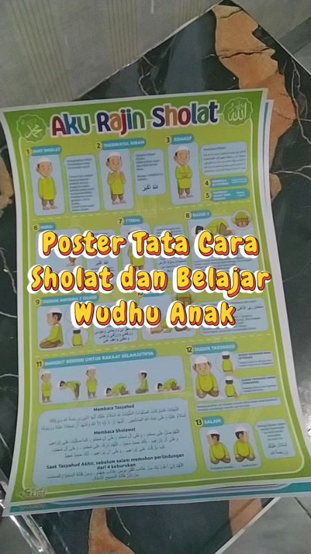 Poster tata cara sholat dan belajar wudhu anak yufikids