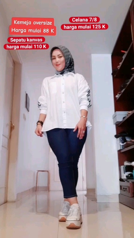 REKOMENDASI OUTFIT KEKINIAN#kemejaoversize #Celana7/9jeans#sepatukanvaswanita