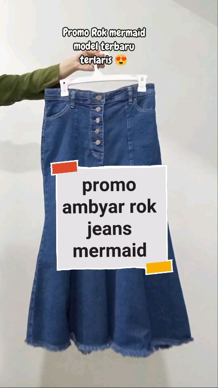 yuk kak di checkout sekarang juga lagi ada diskon gede-gedean loh klik keranjang orange 😍#rokjeans #rokjeansmermaid #rokjeanspremium #RokJeansViral