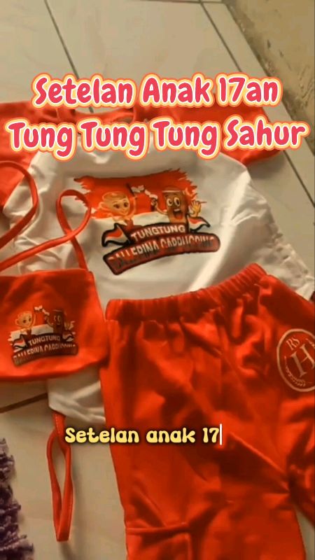 Setelan Anak 17 an Tung Tung Sahur #setelananak #baju17agustus #bajuanak #bajutungtungsahur #tungtungtungsahur #Bajuagustusan #DiskonRacunShopee