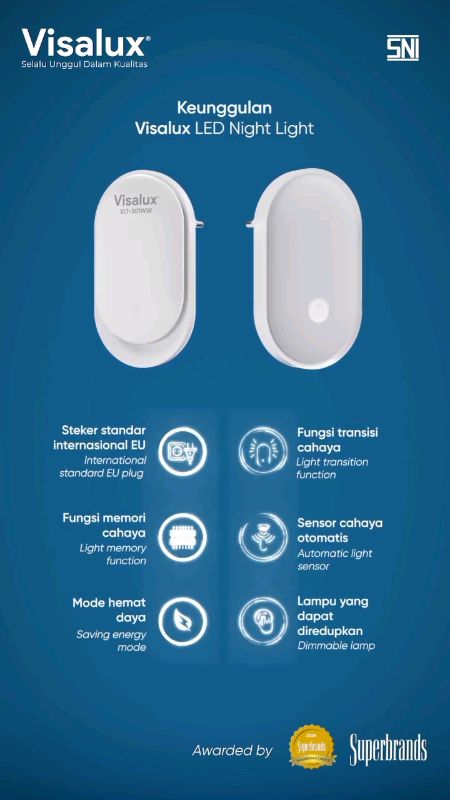 Visalux Lampu Tidur LED Night Light 3000K WarmWhite Kuning 3W #baca #deskripsi #produk #dengan #teliti #sebelum #membeli