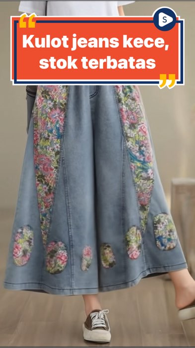 Celana jeans kulot motif floral yang bikin terlihat feminin dan modis. #celanakulot #ootdjeans #shopeefinds #ootd #kulot #ShopeeLook