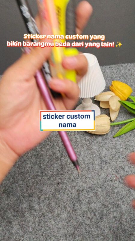 Tulis nama sesukamu, tempel di mana saja! Sticker custom nama, simpel & praktis#StickerCustom  #StickerNama  #LabelNama  #CustomNama