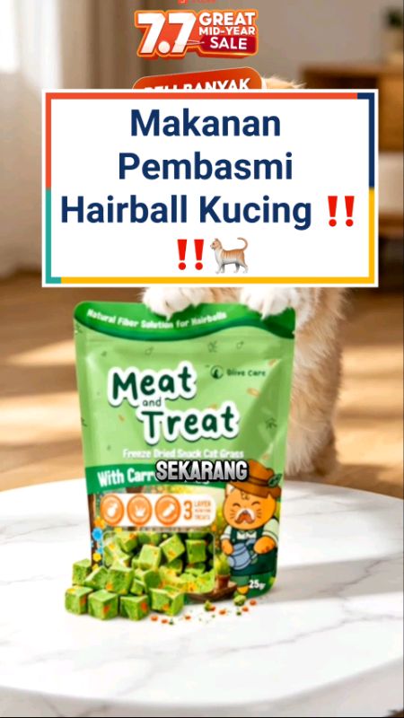 Amankan Perut Kucingmu Dengan Meat & Treat 🐈🥰 #hairballkucing #ViralDiShopeeVideo #RacunShopee #RacunShopeeCheck #DiskonRacunShopee #Diskon50Persen