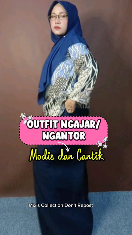 Outfit ngantor, rok rempel dengan atasan batik dan jikbab senada#rokrempel #rokngantor #atasanbatikwanita #jilbabazara #outfitngantor