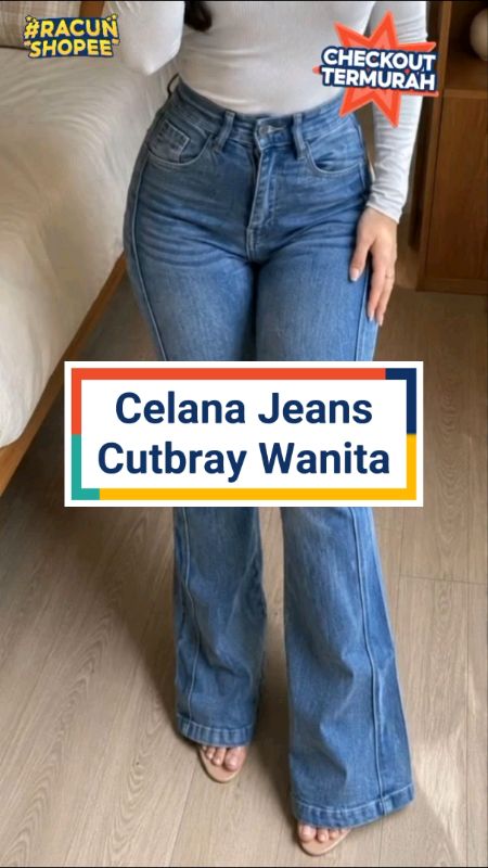 Celana Jeans Cutbray Wanita #RacunShopee #SpillRacunShopee #SpillBawaBerkah #ViralDiShopeeVideo #celanajeanswanita #celanajeanscutbray #jeanscutbray