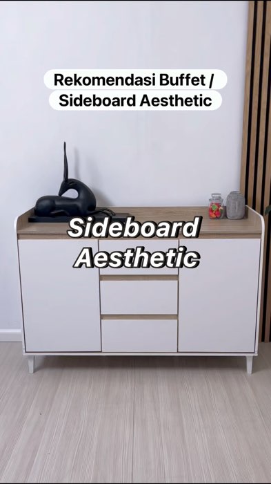 Ruang makin rapi & estetik✨ Sideboard minimalis serbaguna, cocok buat simpan & dekor. Simple tapi fungsional!  #sideboard #bufet #furnitureminimalis