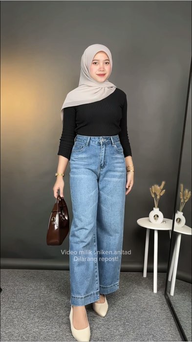 Rekomendasi celana kulot jeans highwaist #ShopeeLook #ShopeeFashionHaul #OOTDFashionShopee #kulotjeans #loosejeans