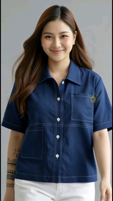 kemeja crop denim wanita #OOTDFashionShopee #RacunShopee #SpillRacunShopee