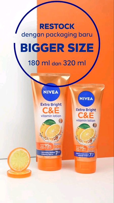 NIVEA Body Lotion Extra Bright C&E Vitamin Lotion UV Filter 180ml - Hand body serum lotion moisturizer mencerahkan kulit kusam badan glowing #nivea