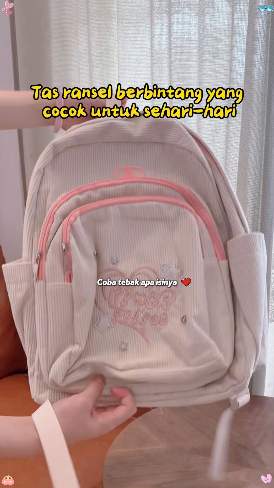 Tas Ransel BuzzBag: Bordir Bintang dan Hati, Standar Fashion Anak Perempuan#tas ransel pink lucu#tas ransel laptop wanita waterproof