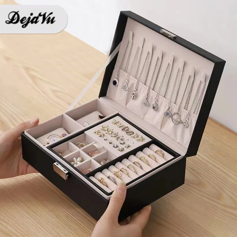Dejavu Kotak Perhiasan Jewelry Box Display 2 Layer Storage Box Organizer Kalung Makeup Box