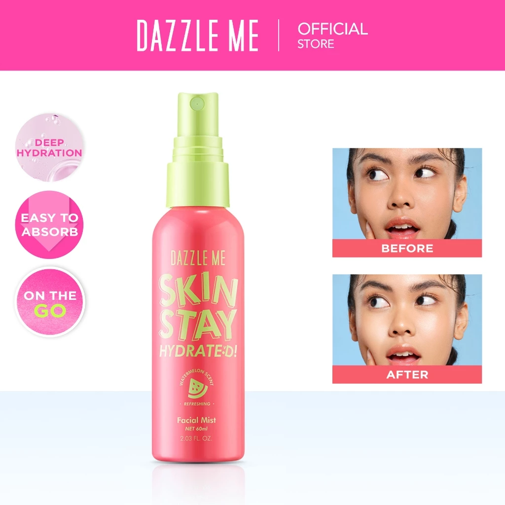 DAZZLE ME Skin Stay Hydrated! Facial Mist | Glow Up Toner Skin Care Spray Pelembap Tahan Lama