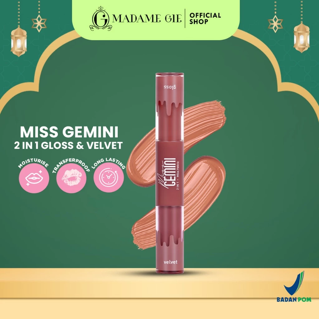 Madame Gie Miss Gemini 2 in 1 Gloss n Velvet - Make Up Lipstick