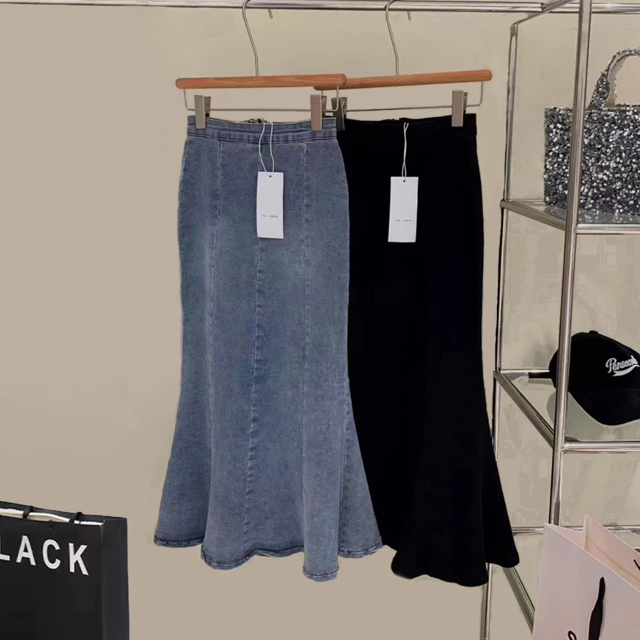 Rok Plisket Jumbo Rok Ruffle Korean Style Rok Jeans Panjang Rok Duyung