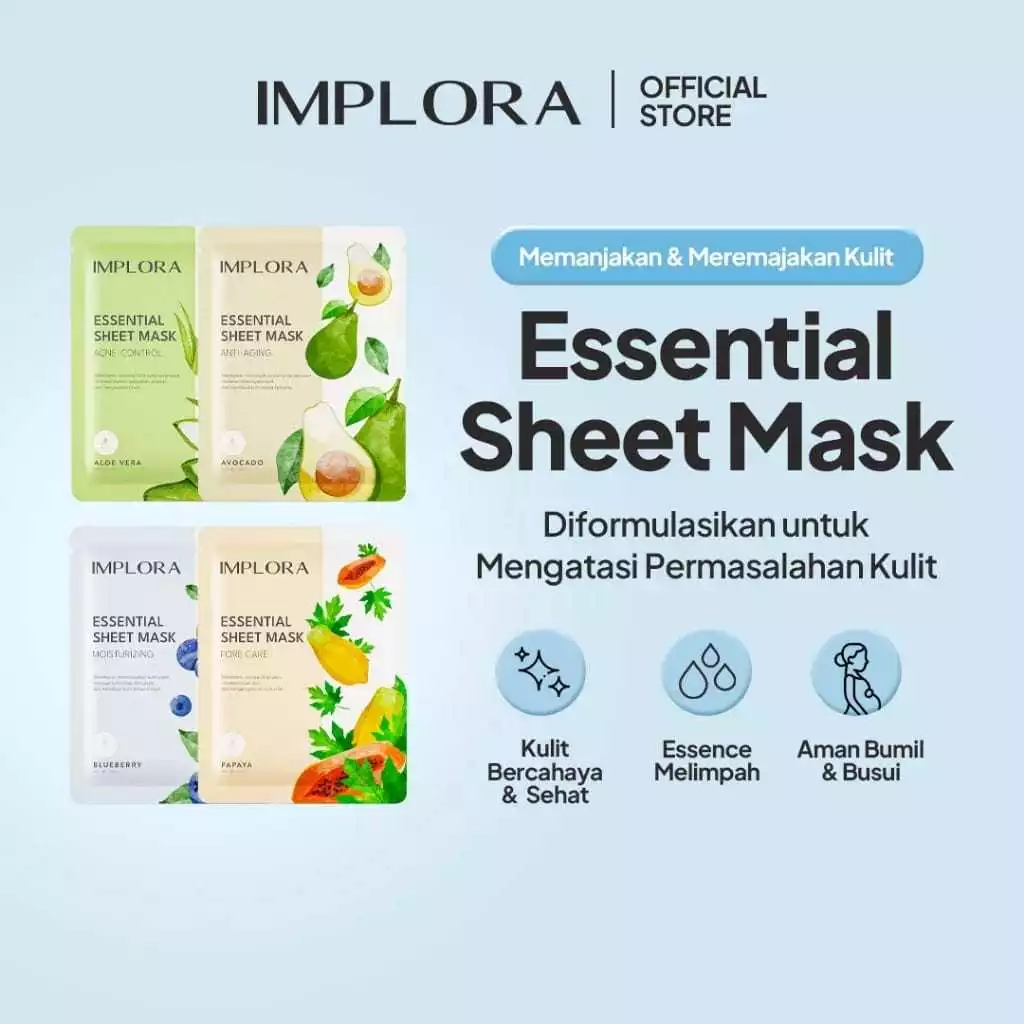 (Grosir) Implora Essential Sheet Mask 25gr 4 Varian
