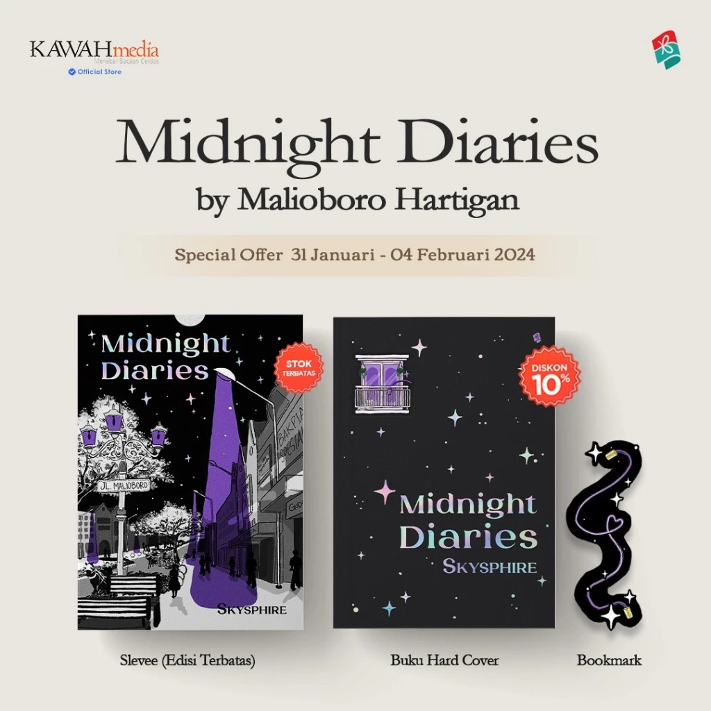 Pre Order - Buku Novel - Midnight Diaries - Skysphire - Bukune - Bumifiksi