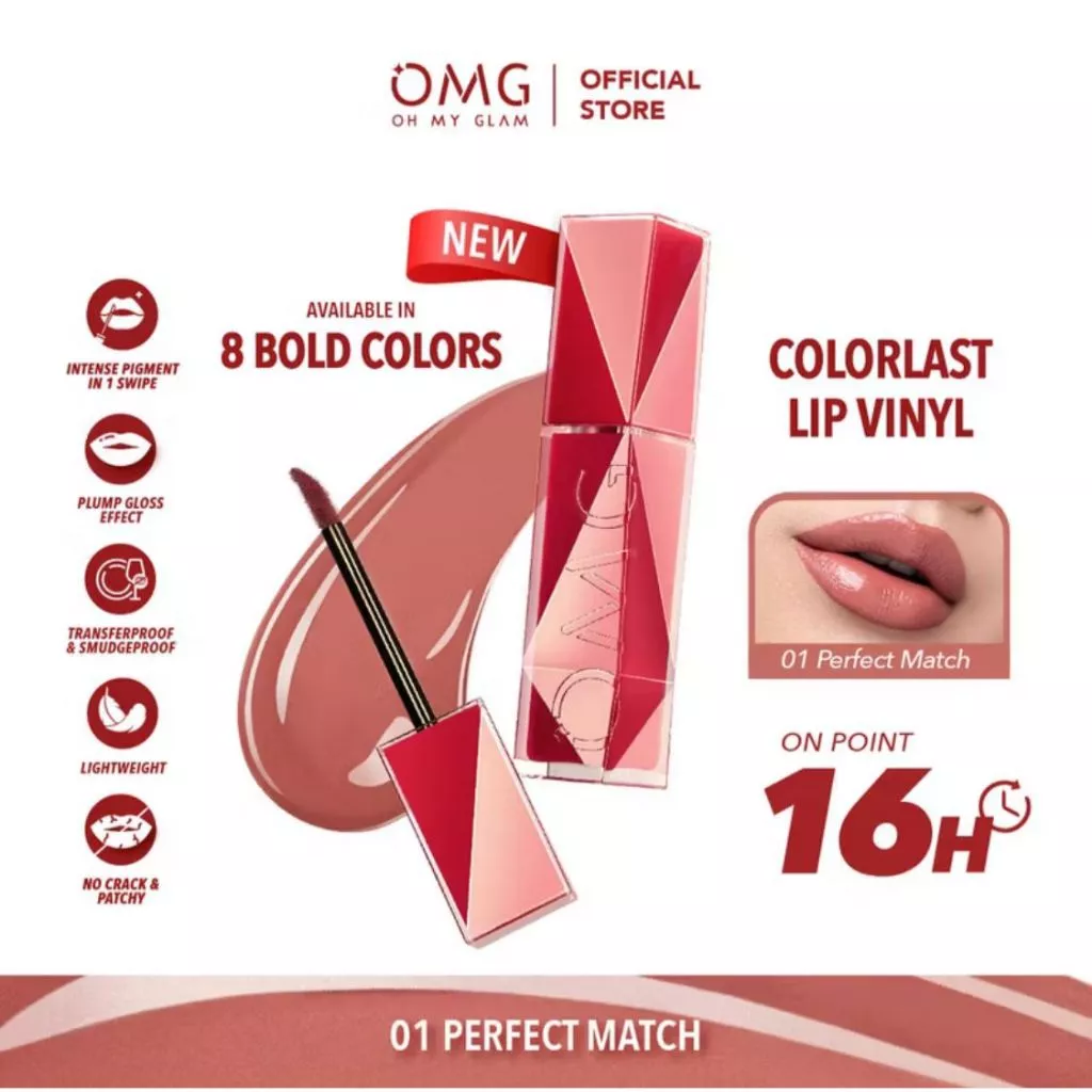 OMG OH MY GLAM Colorlast Lip Vinyl 2.5 g – Transferproof Gloss – Longlasting Stain- Intense Color – Plumpy & Comfortable On Lips
