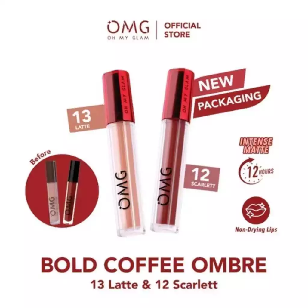 OMG Lip Cream Matte Bundle 2pcs – Ombre Lipstick, Creamy, Tahan Lama & Tidak Kering