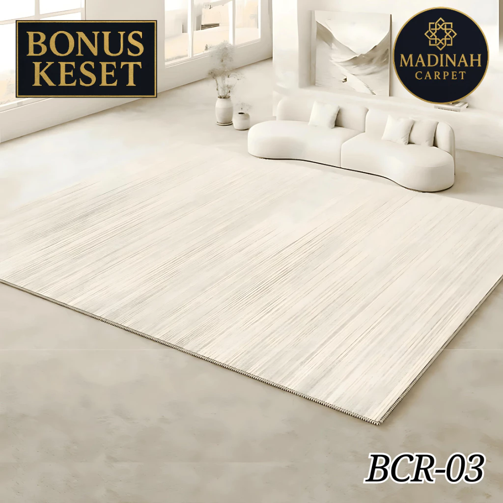 Karpet Lantai Besar Murah 200x300 180x250 120x200 Krem Ruang Tamu Halus Tebal Empuk Madinah Carpet