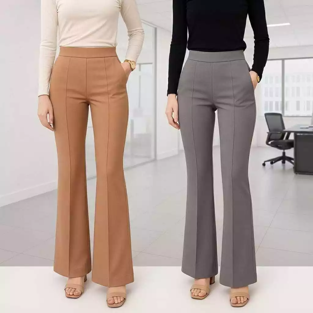 Celana Cutbray Wanita Scuba Premium Highwaist dengan Pinggang Elastis