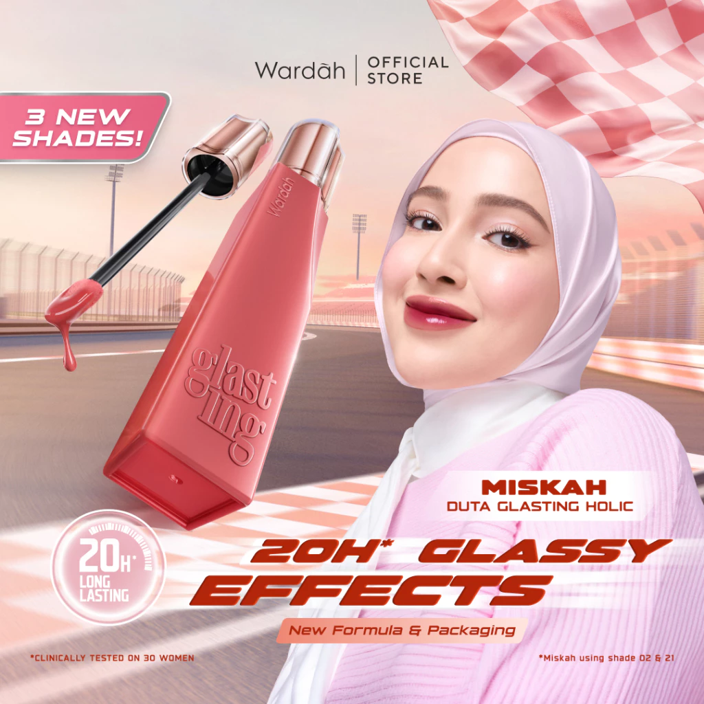 WARDAH Lip Cream Glossy Glasting Liquid Lip - Hi-Pigmented Glass Color, Ringan, Tidak Lengket