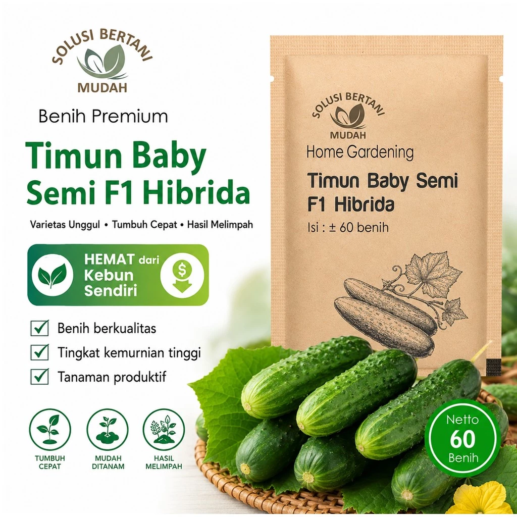 Benih Timun Baby Semi F1 Hibrida Premium | Bibit Mentimun Mini Unggul