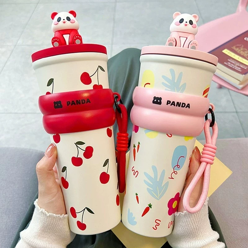 Mug Tumbler Stainless Steel SUS 304 Motif Panda Lucu 700ml