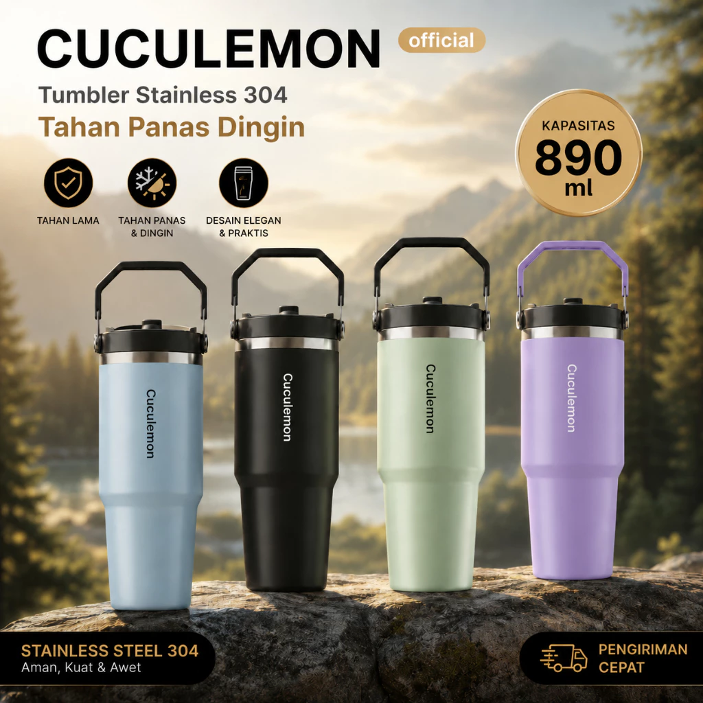 CucuLemon Tumbler Stainless steel Termos Air Portable Botol Minum kopi Bottles Vacuum Insulated