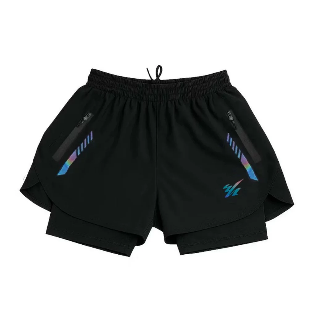 Celana Pendek Olahraga 2in1 Legging Reflective Rainbow GYM Running Sport