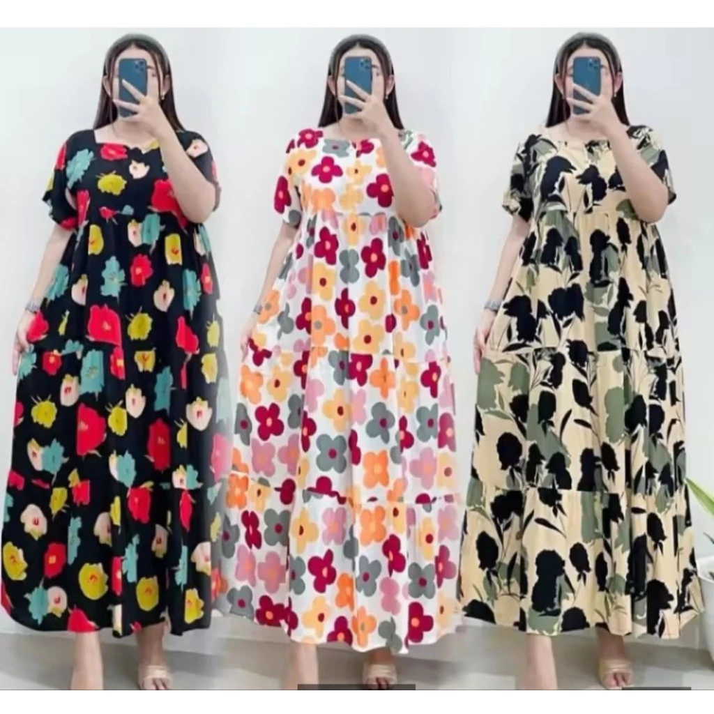Daster Jumbo Motif Bunga Daster Lengan Pendek Murah Meriah