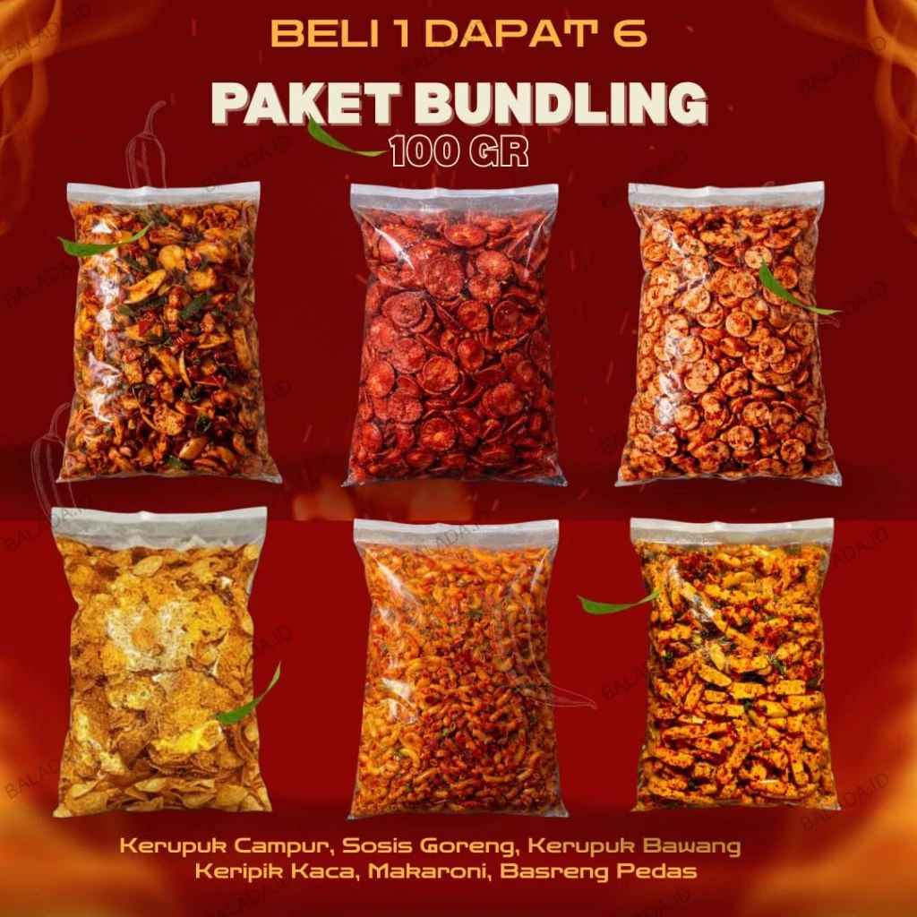 BUNDLING BASRENG KERUPUK CAMPUR 100GR BELI 1 DAPAT 6