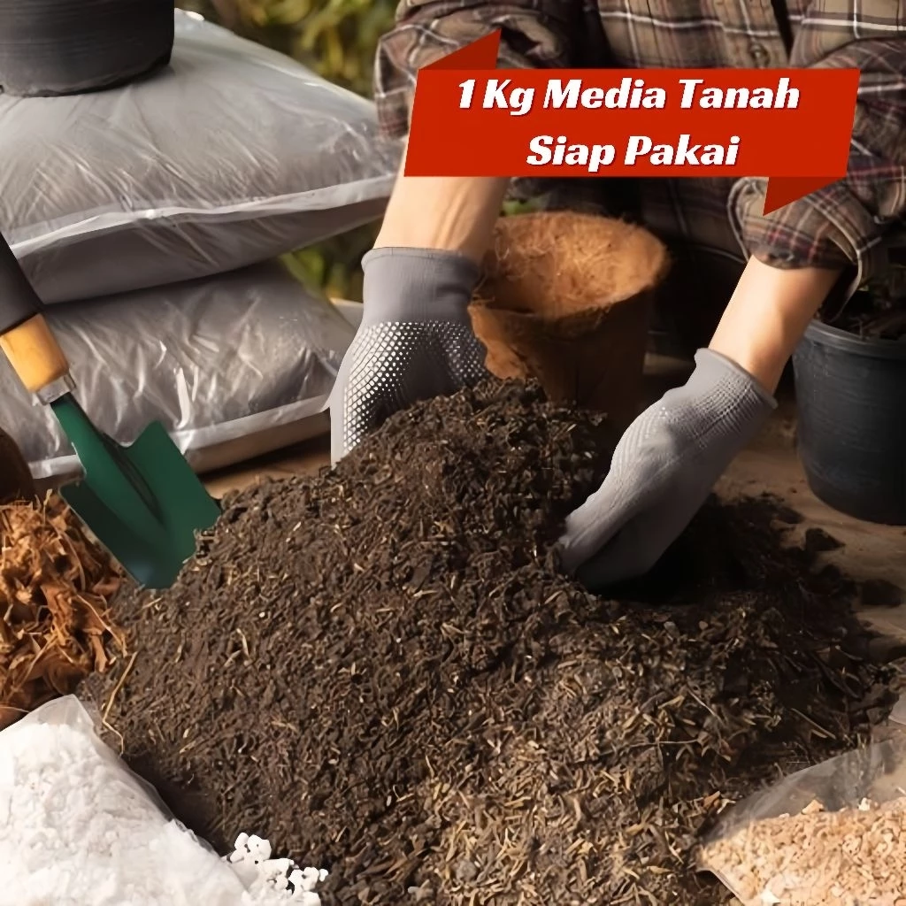 1 Kg Media Tanah Siap Pakai Pot Dan polibeg Tanah Subur Campuran Kompos