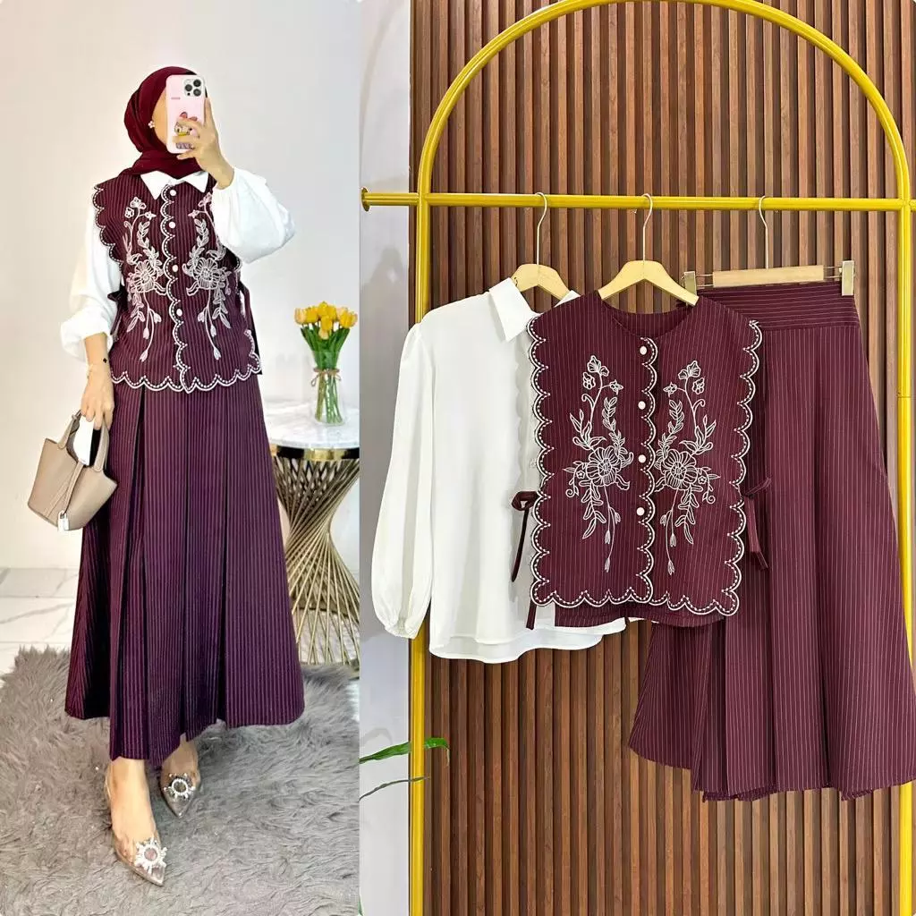 TIVARA SET 3IN1 / ONESET BUGATI 3IN1 VEST BORDIR