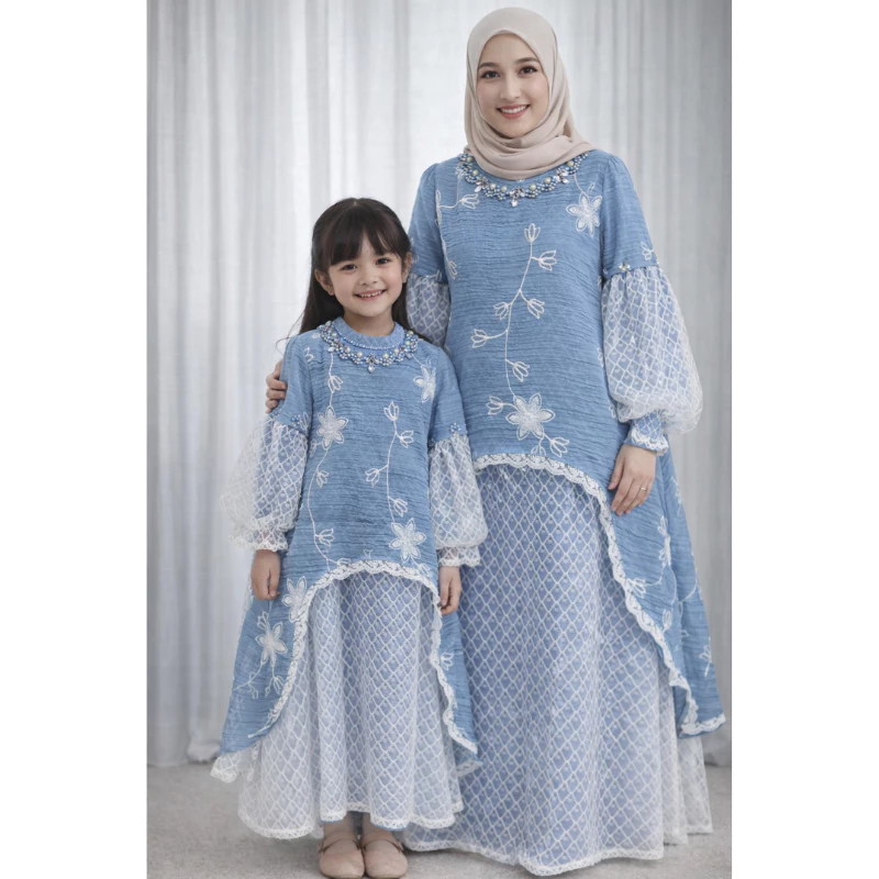 Gamis Athalia Anak Perempuan Gamis Couple Ibu dan Anak