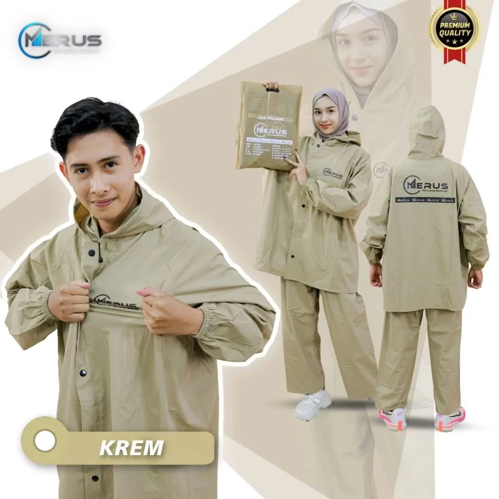 Jas Hujan Setelan MERUS Raincoat Pria Wanita Tebal dan Anti Rembes PVC 0.25 (celana full siler)