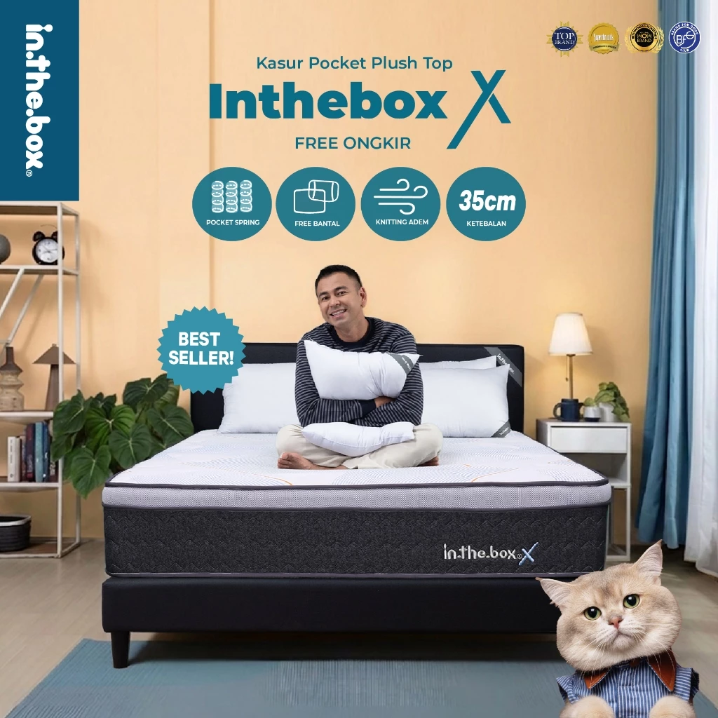 INTHEBOX X (Plush Top) Kasur Spring Bed - FREE Bantal | Ukuran Kasur 90x200, 100x200, 120x200, 140x200, 160x200, 180x200, & 200x200 | kasur berkualitas