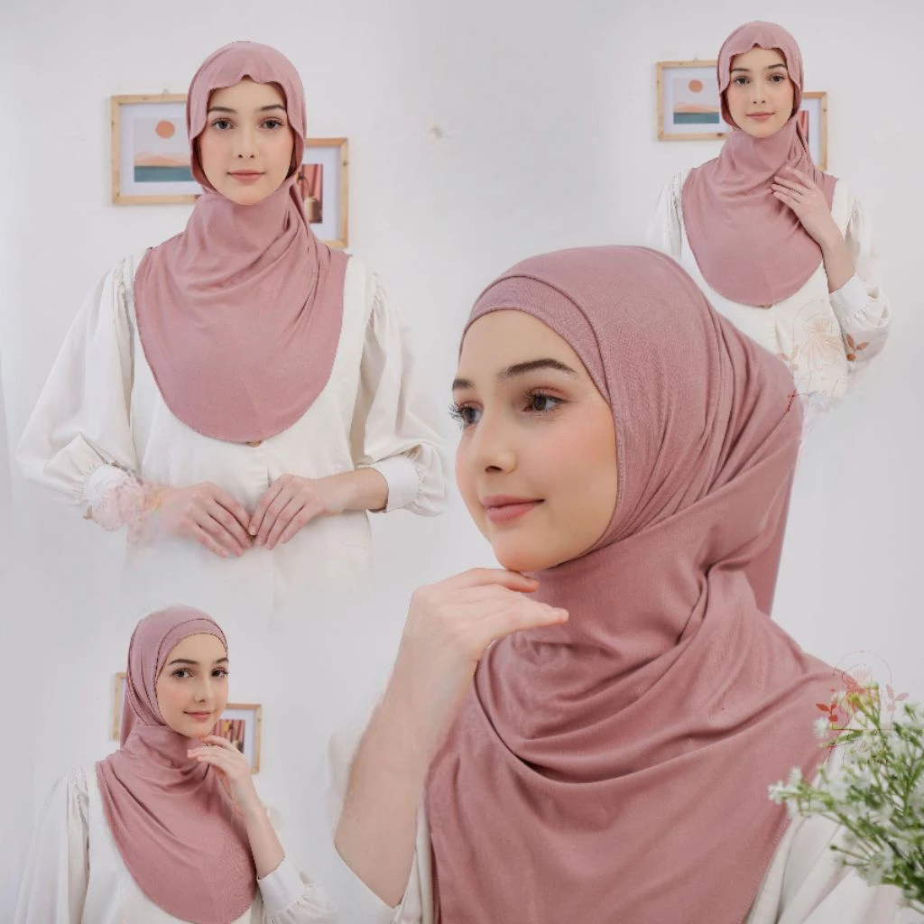 Hijab Huma Instan Bergo Size M Bahan Kaos Jersey Premium Cooltech Meleyot