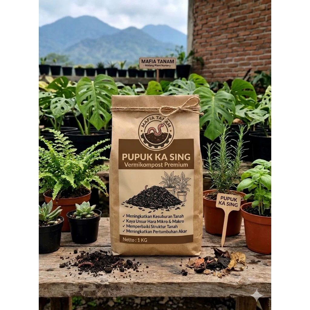 MAFIA TANI kompos kascing organik 1 kg siap pakai cocok untuk semua tanaman bunga dan sayuran