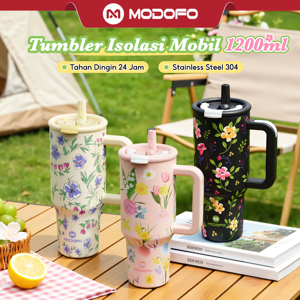 MODOFO Tumbler 1200ml Stainless Sedotan Botol Minum Aesthetic