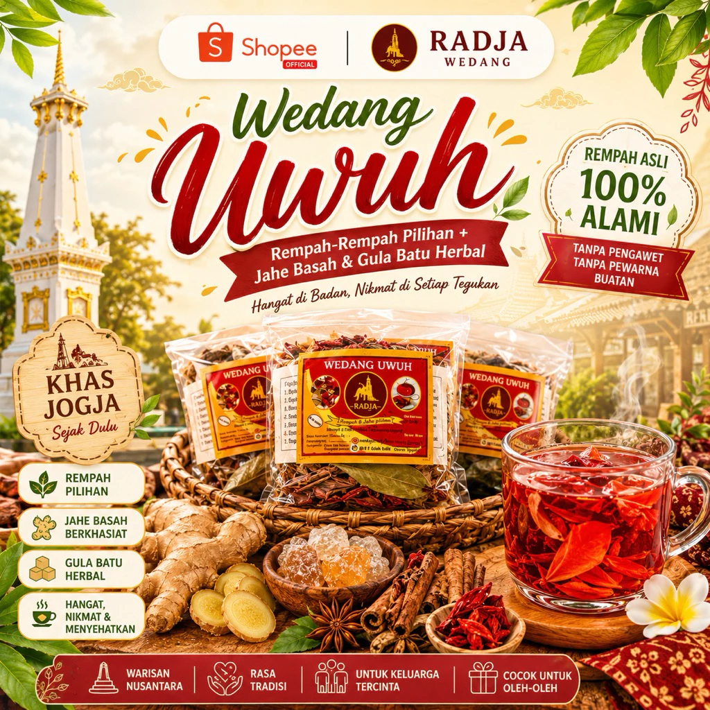[PREMIUM] Wedang Uwuh Rempah Komplit Premium Khas Jogjakarta- Gula Batu Herbal RADJA